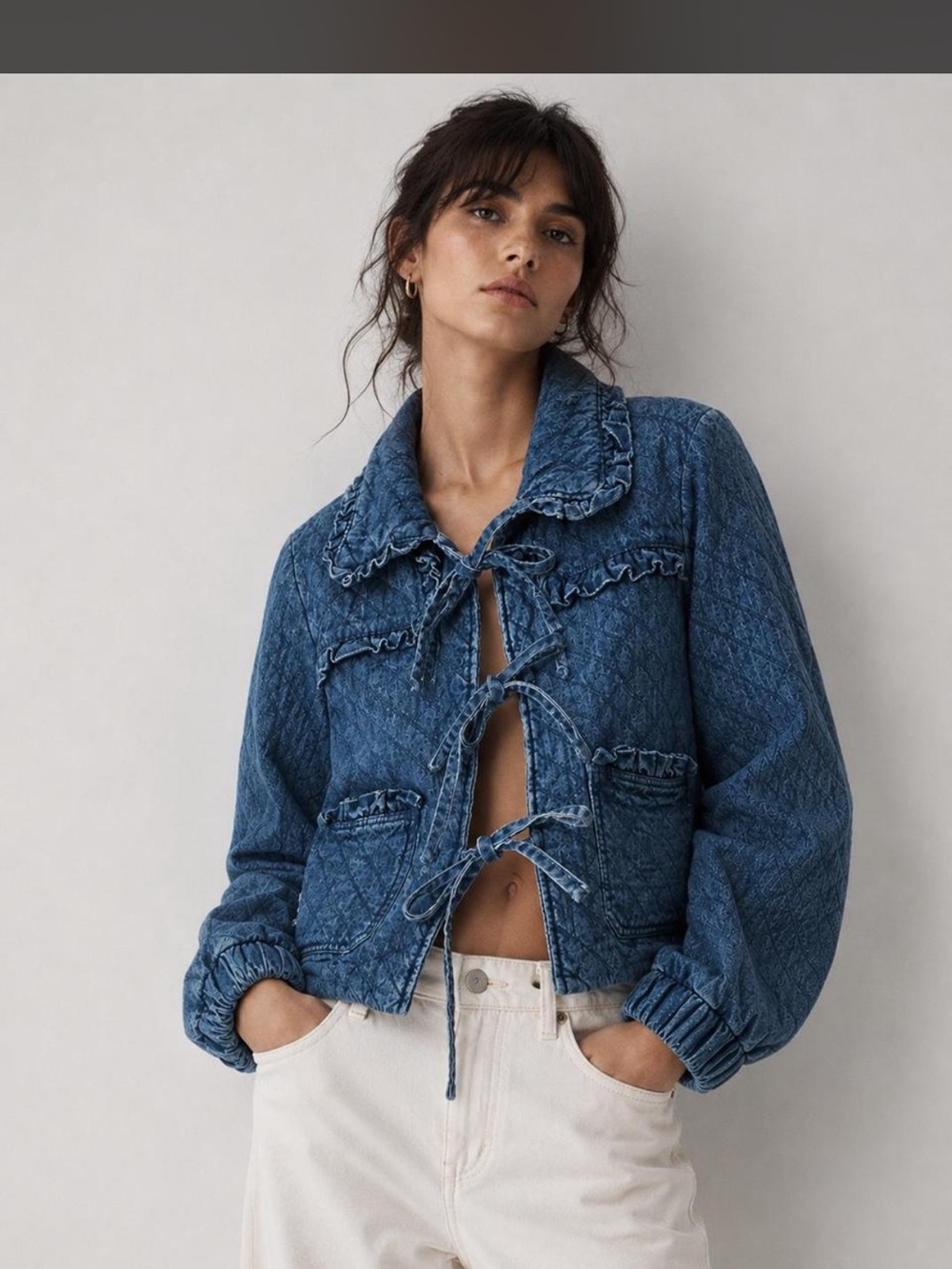 Anthropologie Avec Les Filles Quilted Denim Maura Jacket XS